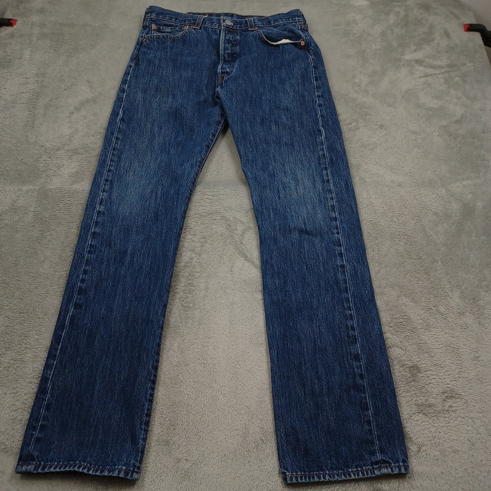 Levis 501 Jeans Mens 32x32 Blue Denim Classic Straight Button Fly Modern